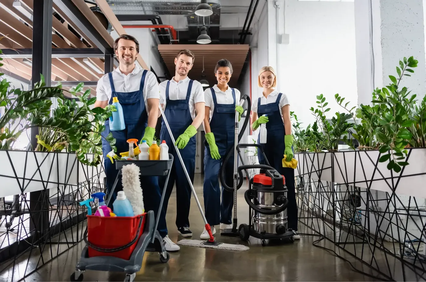 Genesis cleaning team in a modern office